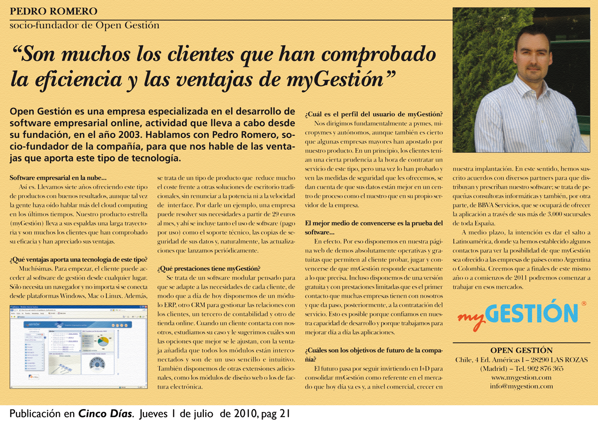Entrevista en Cinco Días